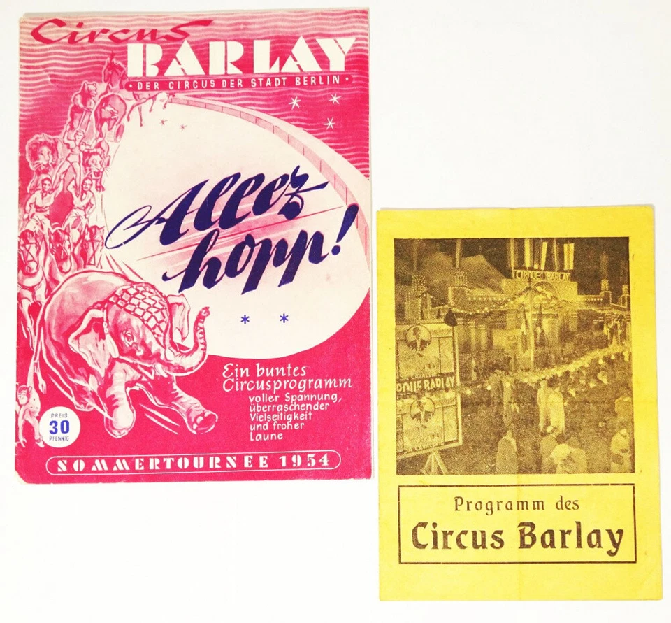 Barlay Zirkus Sommertournee 1954 Programm Hans Albers  - Bild 1 von 4