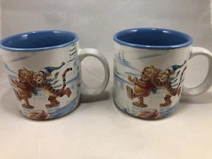 Set of (2) Pooh's Winter Wonderland 1996 Mugs Cups Disney Store EXCELLENT - Picture 1 of 11