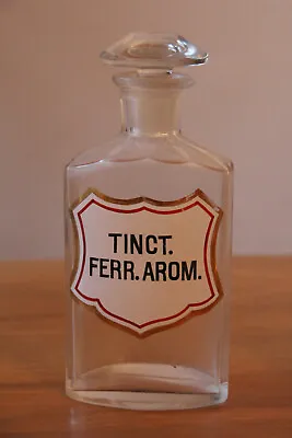 Antike Apotheker Flasche Apotheker-Glas Apothekergefäß Tinct. Ferr. Arom. • 36.66€