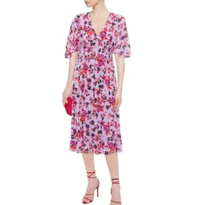 Vestido Diane Von Furstenberg Nala Estampado Floral Manga Kimono Malla Midi Talla L Rosa - Imagen 1 de 9
