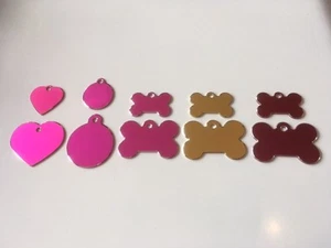 Engraved Cat/Dog/Pet ID NAME tag (Hi-line) BONE/DISC/HEART Milled Silver Edge - Picture 1 of 5