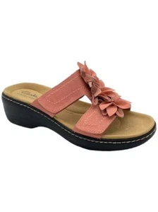 Clarks Collection Merliah Raelyn Leather Wedge Sandal Coral - Picture 1 of 3