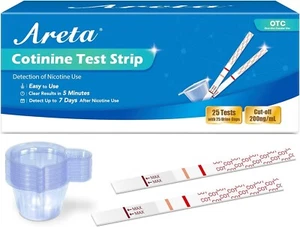 Areta Nicotine Test Strips Kit: Home Use (Detect Nicotine/Cotinine Use in Urine) - Picture 1 of 6