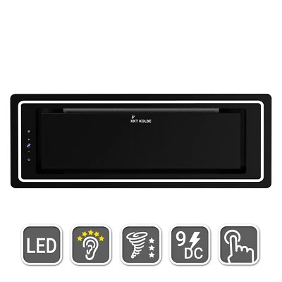 KKT KOLBE Cappa Aspirante Isola 72cm Armadio Acciaio Inox Nero Vetro Scarico Aria Ricircolo