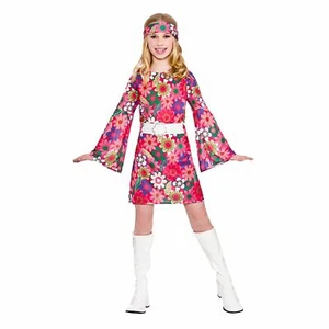 Girls Retro Go Go Girl Fancy Dress Up Party Costume Halloween Child 60s Outfit - Picture 1 of 1