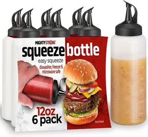 6 Pack Condiment Squeeze Bottles for Sauces - 12 Oz Squirt Bottles for Liquids, - Picture 1 of 1