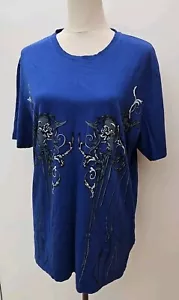 Versace Collection Mens Size XL Blue Baroque Print T Shirt Top Designer Fashion - Picture 1 of 16