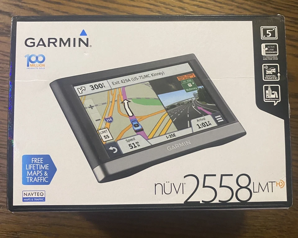 NOB Garmin Nuvi 2558 LMTHD Automotive GPS Bundle Free Shipping - Image 1 of 4