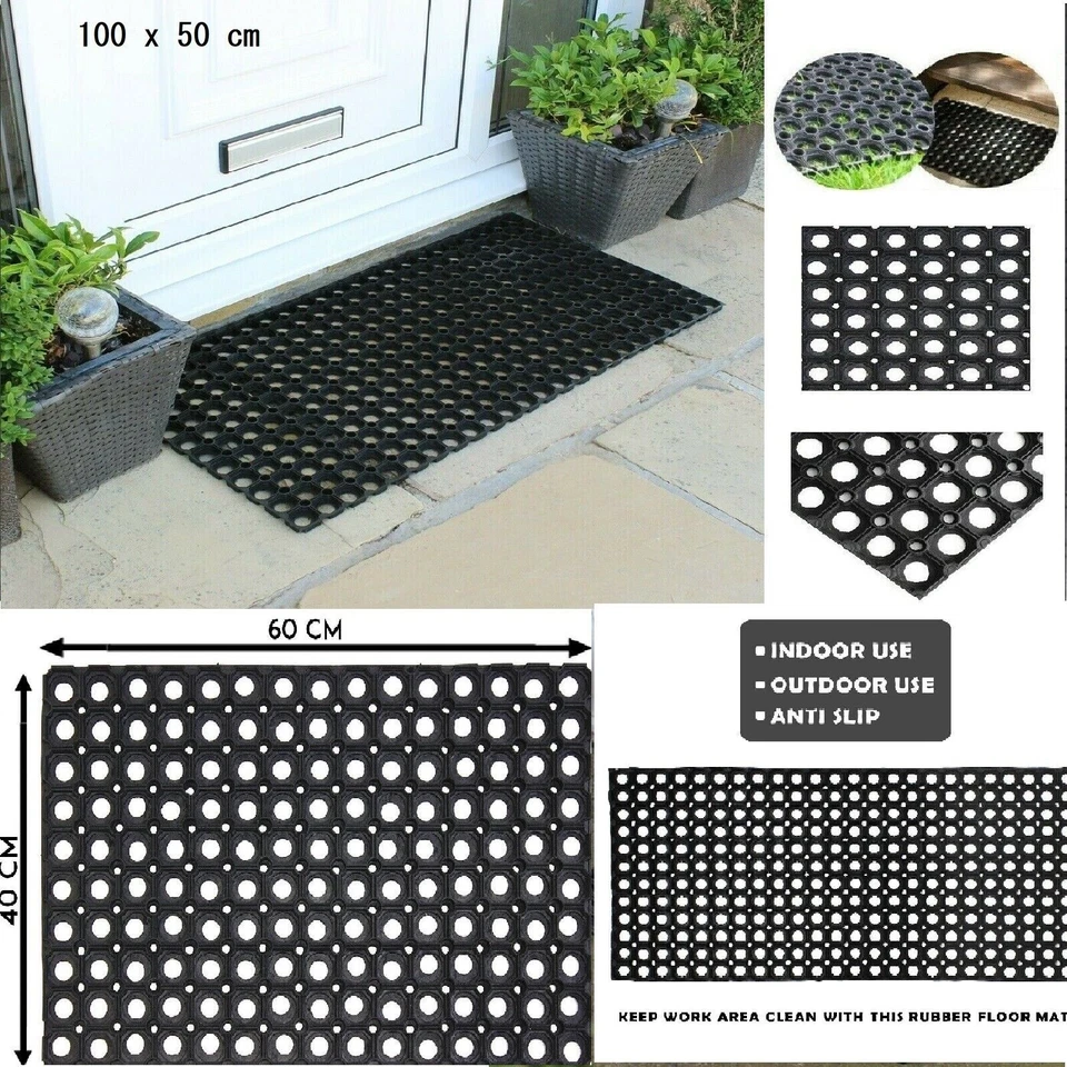 Door Entrance Mat Heavy Duty Non Slip Dirt Catcher Honeycomb Rubber Outdoor - Image 1 of 1