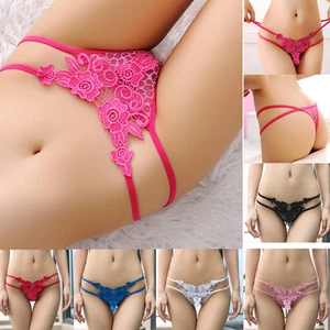 Sexy Womens Lingerie Lace Thongs Underwear Briefs Knicker G-string Panties US - Picture 1 of 24