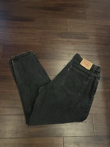 Vintage Levi's 550 Black Denim Jeans Mom High Rise Relaxed Tapered Sz 18 M - Picture 1 of 7