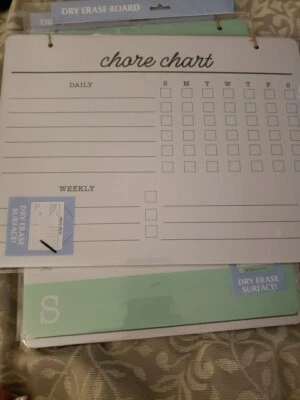 White Board With Weekly/monthly Chore List To Wipe On And Wipe Off When... - Image 1 of 4