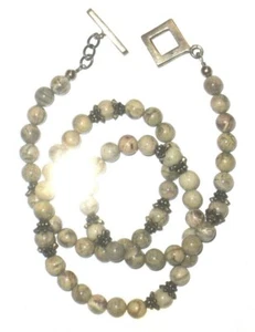 Necklace Beaded Beige White Brown Vintage Womens - Picture 1 of 11