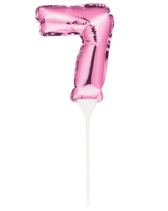 Pink Party Supplies Number 7 Balloon Foil Cake Topper 7th Seven Seventh Birthday - Picture 1 of 1