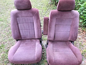 1991 Honda Accord EX Factory OEM Front Seats Maroon Burgundy VTEC - Picture 1 of 6