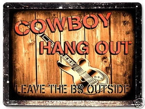 Insegna COWBOY country boy METALLO chitarra/pub bar retrò MANCAVE stile vintage 055 - Foto 1 di 2