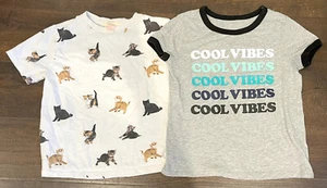 Girls Justice Forever 21 Y2K Cat Cropped Short Sleeve Shirt Lot 9 10 M Medium - Picture 1 of 5