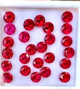 25 Pcs Natural Mogok Red Ruby Round 8.00 MM Certified Flawless Loose Gemstone - Picture 1 of 8