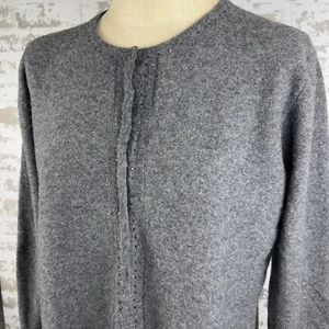 Gap Strickjacke Pullover Damen L Lammwollmischung meliert grau Druckknopf Perlen cropped - Bild 1 von 15