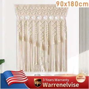 Handmade Macrame Wall Hanging Boho Home Backdrop Door Window Curtain Decor - Picture 1 of 12