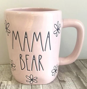 "Taza ""MAMÁ OSO"" Rae Dunn flores rosadas y negras 24 oz gran día de la madre, ¡NUEVA! - Imagen 1 de 2