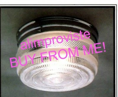 8" DRUM CHROME Vintage GLASS Retro CEILING LIGHT FIXTURE Kitchen Bath NEW 1108 - Image 1 of 4