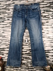 Rock & Roll Cowboy Jeans Relaxed Straight Fit Tag 38x34 Distressed Double Barrel - Picture 1 of 17
