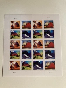 2021 USPS SHEET OF 20 POSTCARD RATE STAMPS BARNS 56¢ ($11.20) - Picture 1 of 3
