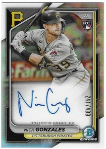 Nick Gonzales 2024 BOWMAN CHROME MLB ROOKIE AUTOGRAPH CARD Pirates RC AUTO /499 - Picture 1 of 2