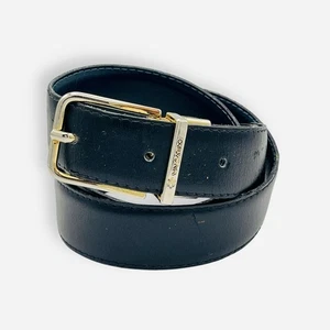 Cinturón Valentino Negro Azul Cuero Dorado Plata Hebilla Reversible Italia Talla 38 - Imagen 1 de 9