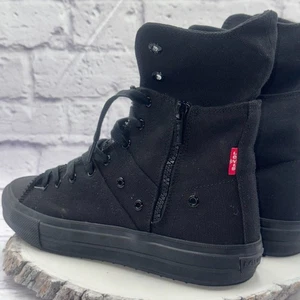 Levi’s Herren Reißverschluss Extra Hoch Dreifach Schwarz Canvas Schuhe Sneaker Größe 9 - Bild 1 von 11