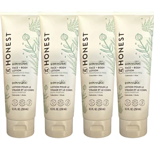 4pk Honest Sensitive Face + Body Lotion Fragrance Free 8.5oz Each - Picture 1 of 2