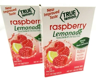 True Lemon ~ 10 pk ~ Raspberry ~ Rasberry Real Flavor From Real Fruit ~ Lot of 2 - Image 1 of 4