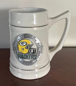 GREEN BAY PACKERS 1995 1996 Ceramic Glass Beer Stein Mug Vtg Central Division - Picture 1 of 7