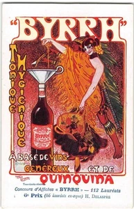 Art Nouveau Deco BYRRH Wine Advertising Poster-Style 1910s Antique Postcard - Picture 1 of 2
