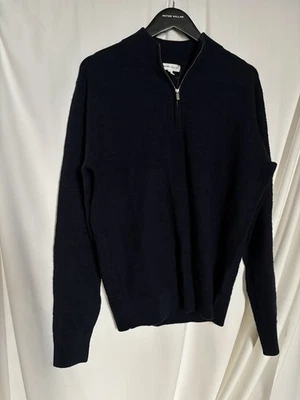 NEW MENS PETER MILLAR GOLF L/S CRESCENT TEXTURE 1/4 ZIP SWEATER, MEDIUM, NAVY - Image 1 of 4
