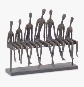 Libra Interiors Friendship Bench Resin Sculpture H36cm - Antique Bronze A - Picture 1 of 2
