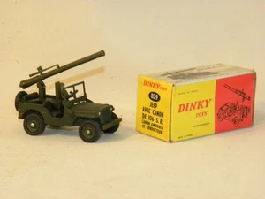 MINIATURE MILITAIRE DINKY TOYS MECCANO FRANCE JEEP AVEC CANON DE 106 S.R N°829 - Picture 1 of 18