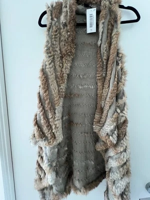 Abrigo cárdigan tejido con ribete de piel de conejo RUDSAK - Talla XS (nuevo con etiquetas) Foto 1 de 4