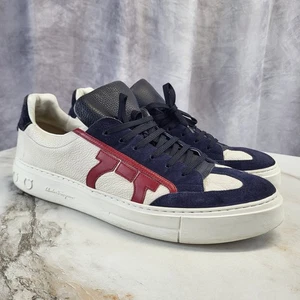 Zapatillas bajas Salvatore Ferragamo Gancini para hombre talla 12 M blancas rojas negras - Imagen 1 de 15
