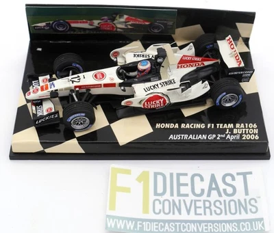 MINICHAMPS LUCKY STRIKE HONDA RA106 J BUTTON AUSTRALIAN GP 2006   1/43 F1 - Image 1 of 3