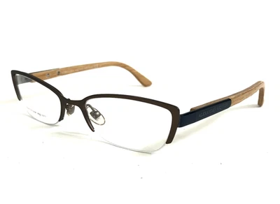 Alexander McQueen Eyeglasses Frames AMQ4183 WCU Brown Wood Blue 53-18-135 - Image 1 of 4