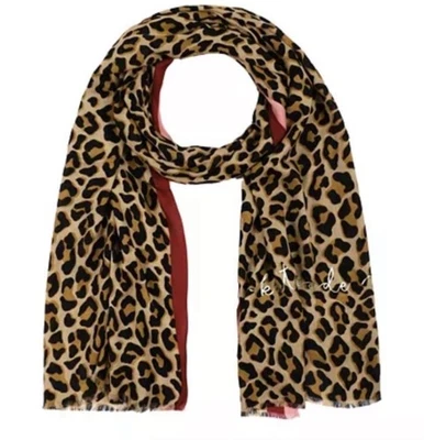 NUEVO CON ETIQUETAS KATE SPADE Big Cat patrón de leopardo oblongo bufanda envoltura $98 Foto 1 de 4