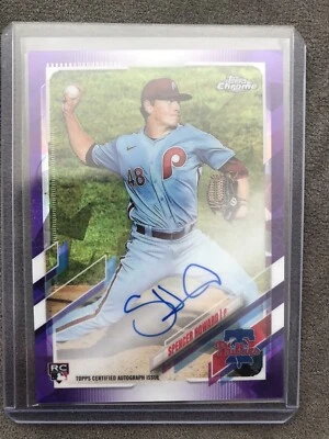 Spencer Howard Topps Chrome Sapphire Baseball 2021 Auto Rookie Purple RA-SH 5/10 - Image 1 of 2