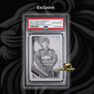 1/1 Black Printing Plate - Max Verstappen #3 - 2021 Topps Chrome F1 - Picture 1 of 5