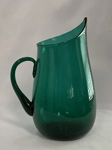 Signed Richard Blenko ~ RETRO 2002 PITCHER ~ Green Glass #939P - Picture 1 of 12
