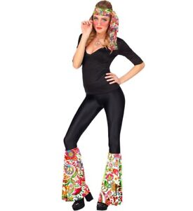 STIRNBAND UND STULPEN Damen Kostüm Set - 70er Hippie Flower Power  - 18765