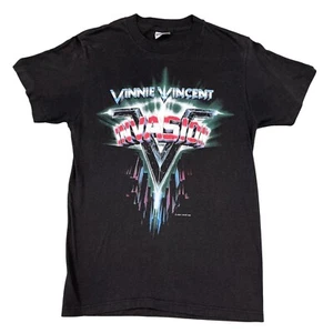 VTG Vinnie Vincent Invasion 1986-1987 Black Tour T-Shirt Size Medium - Picture 1 of 6