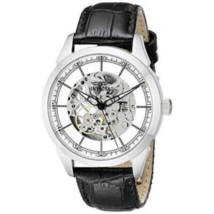 Invicta Men's 18131 Specialty Mechanical Silver Skeleton Dial Black Leather Stra - Picture 1 of 1
