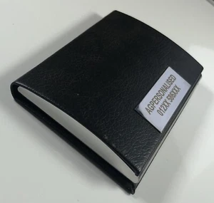 Stylish engraved metal business card holder with PU leather cover - Picture 1 of 7